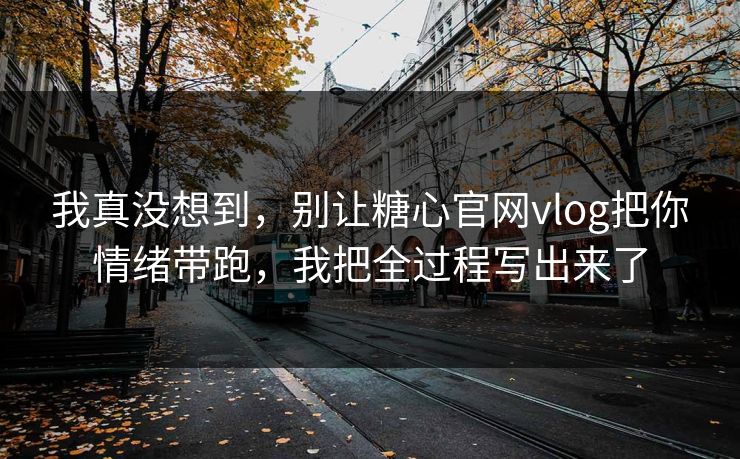 我真没想到，别让糖心官网vlog把你情绪带跑，我把全过程写出来了