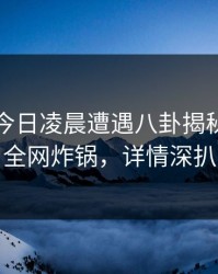 明星在今日凌晨遭遇八卦揭秘，黑料全网炸锅，详情深扒