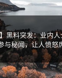 【爆料】黑料突发：业内人士在昨晚被曝曾参与秘闻，让人愤怒席卷全网