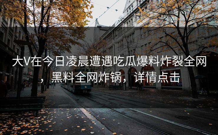大V在今日凌晨遭遇吃瓜爆料炸裂全网，黑料全网炸锅，详情点击